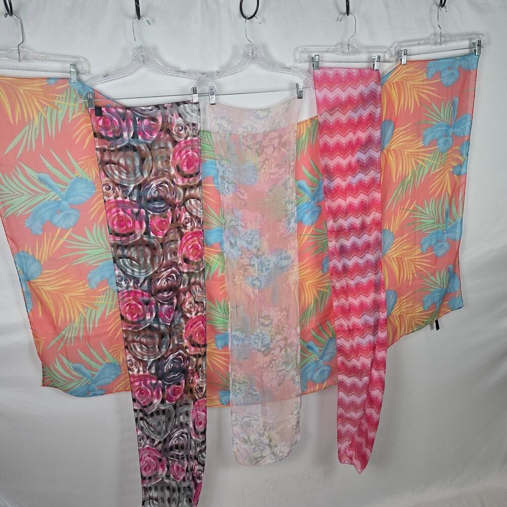 Scarf Bundle 4 Different Styles and Sizes Colorful Geo Floral Wavy Tropical
